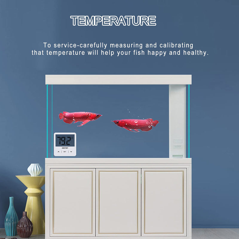 DIGITEN Aquarium Thermometer Digital Fish Tank Thermometer with Large LCD Display Stick On Water Terrarium Temperature Sensor Gauge for Reptiles Turtle Amphibians White - BeesActive Australia