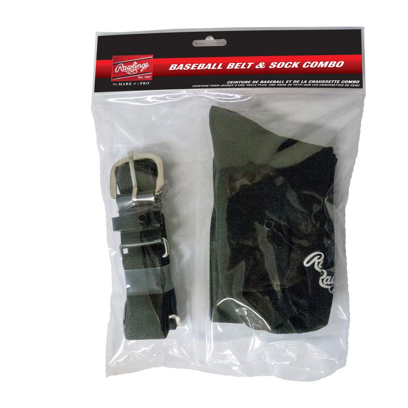 Rawlings Baseball Belt & Socks Combo, Black, Medium - BeesActive Australia