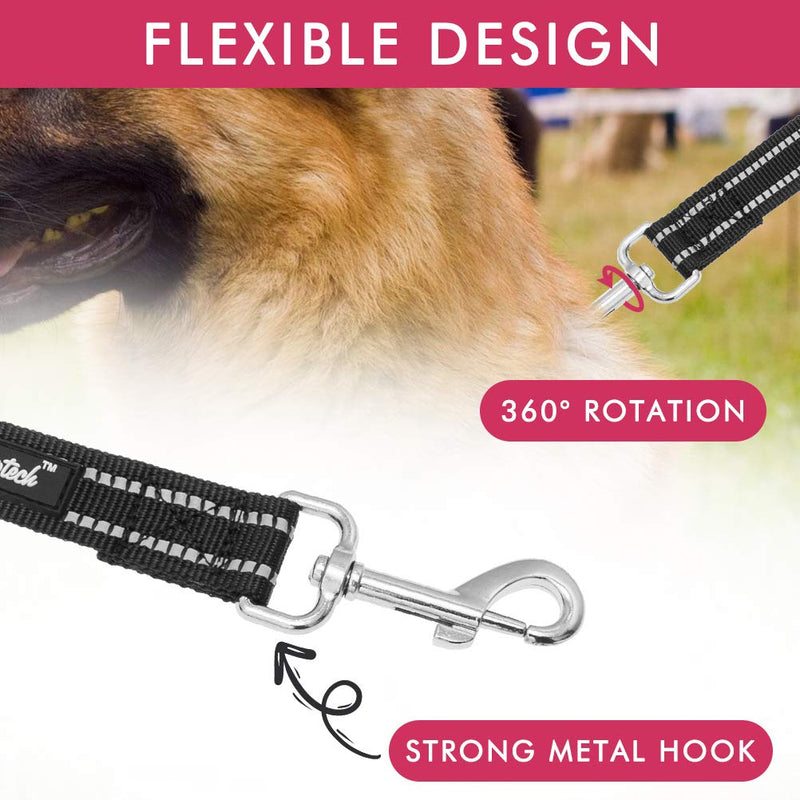 PUPTECK Reflective Short Dog Leash - 3 Packs 2.5ft/ 1.5ft/ 1ft Nylon Dog Leash with Strong Clip, and Soft Padded Handle, Durable Training Leash for Small Medium Large Dogs Cats Walking Outside Black - BeesActive Australia