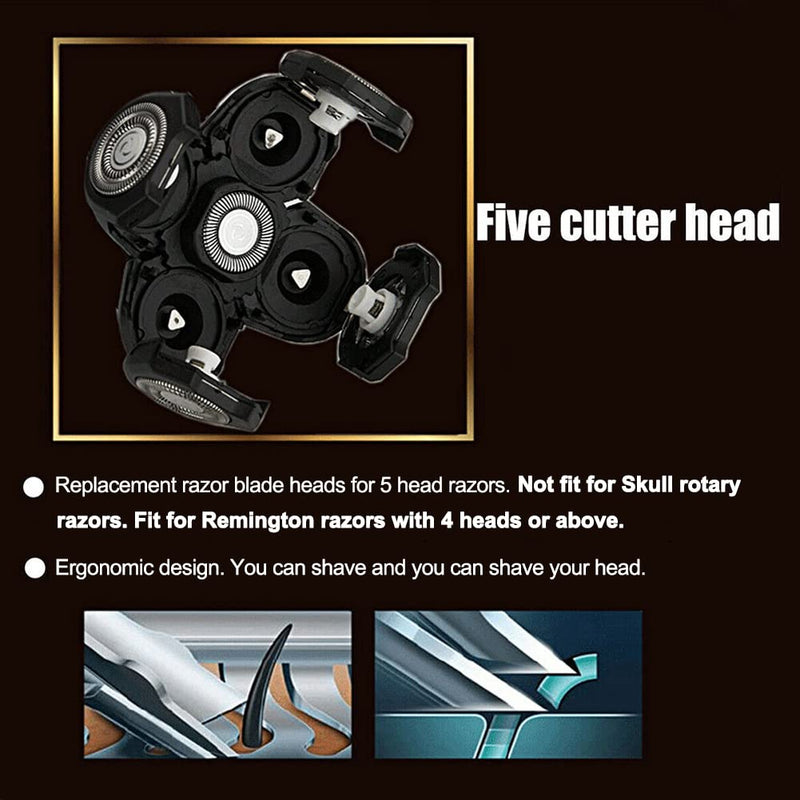 5 Head Shaver Heads, BladeHeads Shaver Replacement for Electric Razor Shaving Bald Tool | Easy Install Head and Face Electric Razor Shaver Head Black - BeesActive Australia