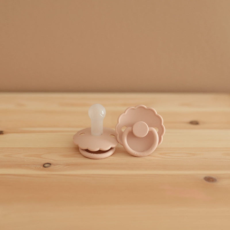 FRIGG Daisy SilkySoft Silicone Baby Pacifier | Made in Denmark | BPA-Free (Blush/Sage, 6-18 Months) Blush/Sage - BeesActive Australia