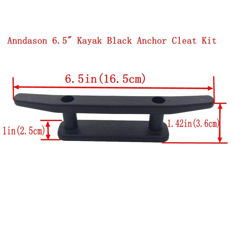 [AUSTRALIA] - Anndason 6.5" Black Anchor Cleat Kit for Kayak Boat Canoe Mooring Deck Mount (4Pcs) 