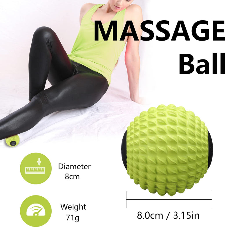 MURLIEN Massage Roller Ball, Deep Tissue Massager for Myofascial Release, Mobility Ball for Exercise and Workout Recovery, Alleviating Neck, Back, Legs, Foot or Muscle Tension - 8cm / 3.15in 8cm / 3.15 Inch Green - BeesActive Australia