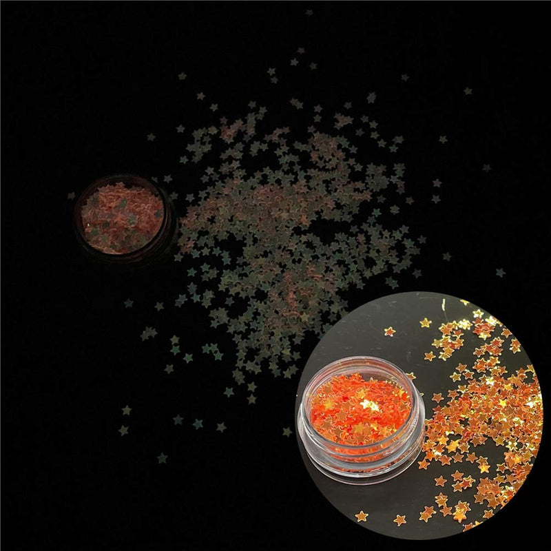 PrettyG 5 Boxes Set Luminous Star Nail Art Glitter Glow in The Dark 3D Holographic Sparky Star Shape Glitter Stickers for Resin DIY Making Art Craft Nail Decoration Accessories Nightclub Makeup Set1 - BeesActive Australia