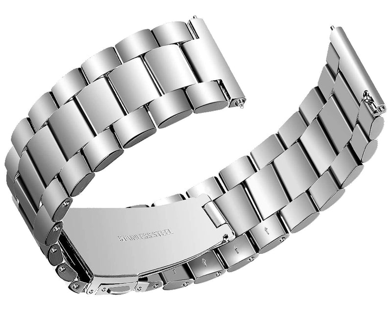 Joyozy Compatible with Samsung Watch Band 46mm, Galaxy Watch 3 45mm Band- 22mm Watch Band Stainless Steel Metal Replacement Men Women Strap for Samsung Gear S3/Classic/Frontier etc. Silver - BeesActive Australia