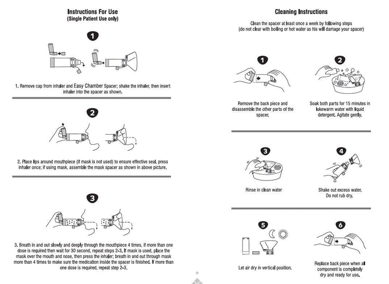 EasyChamber Anti-Static Spacer Device with Infant Mask, Inhaler Chamber, use with Metered Dose Inhaler, BPA and Latex Free - BeesActive Australia
