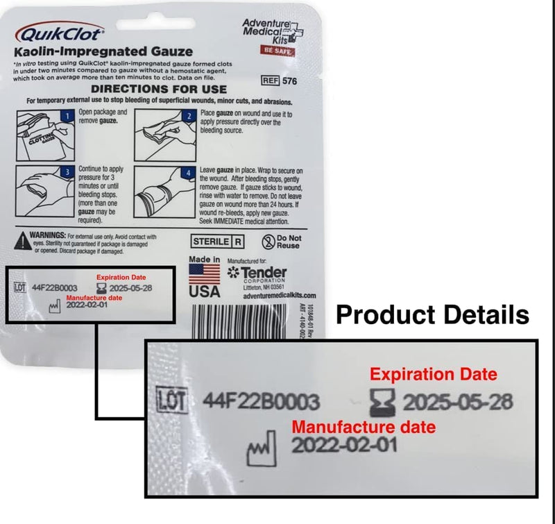 QuikClot Gauze 3" x 2' 3 in x 2 ft - BeesActive Australia