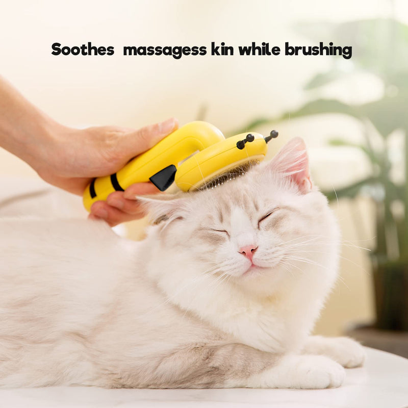 YNNICO Cat Grooming Brush, Slicker Brush for Dogs and Cats Shedding & Grooming, Self Cleaning Pet Brush Yellow - BeesActive Australia