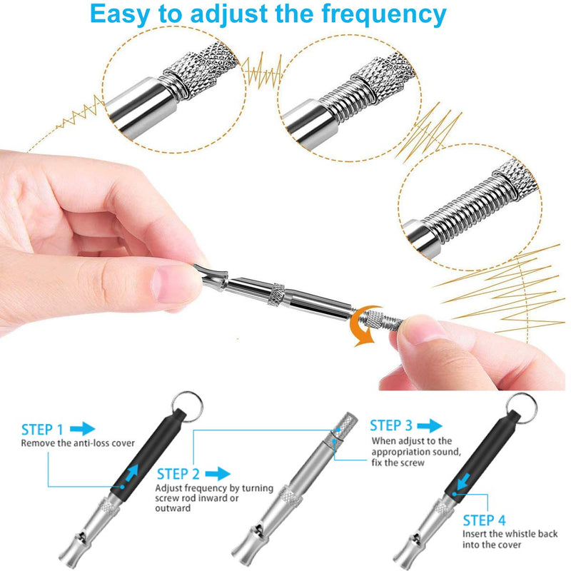 JYLM Dog Whistle, 2022 New 2PCS Ultrasonic Dog Whistle to Stop Barking Neighbors Dog, Professional Adjustable Silent Dog Whistle Training Tools for Dogs with Black Strap Lanyard, Medium - BeesActive Australia