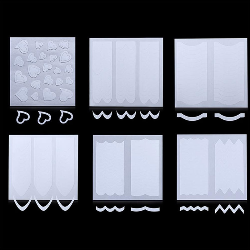 WOKOTO 24 Sheets French Nail Stickers For Women Heart Shape Star Wave Smile Shapes Image French Tip Guides Stickers With 1 Pcs Anti-Static Tweezers And 1 Pcs French Brush Set - BeesActive Australia