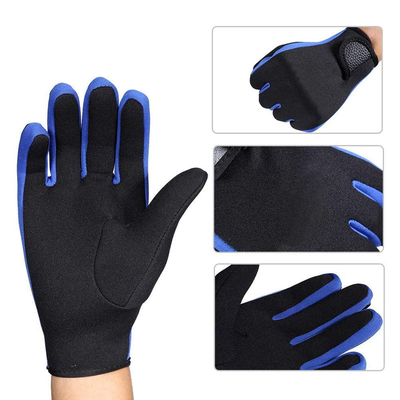 Diving Gloves Neoprene Wetsuits Five Finger Gloves Anti Slip Flexible Thermal Material for Snorkeling Swimming Surfing Sailing Kayaking Diving Blue Medium - BeesActive Australia