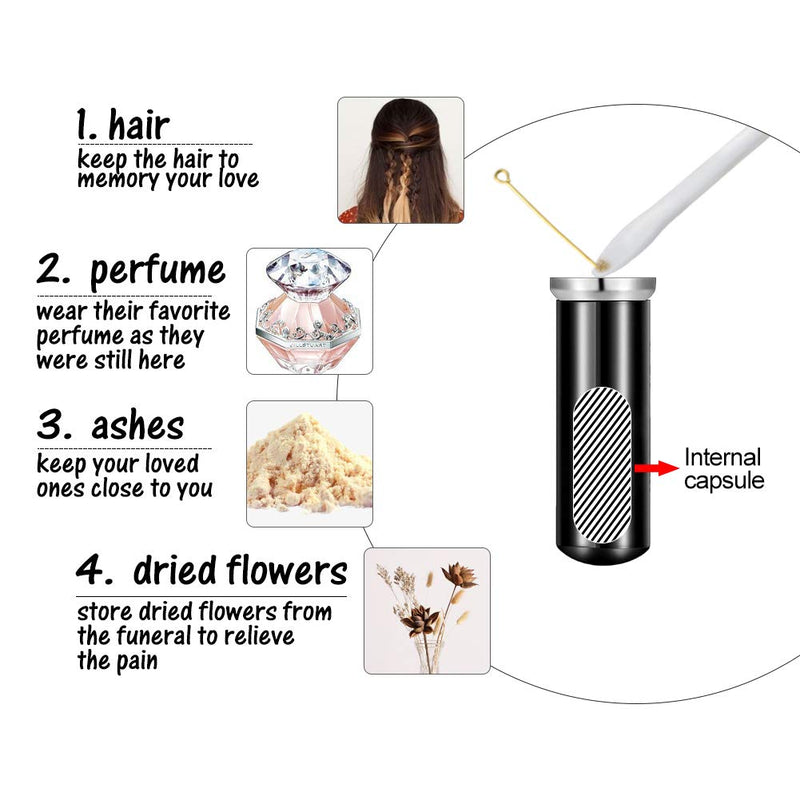 Cylinder Cremation Jewelry Urn Necklace for Ashes Memorial Ashes Necklace with Angel Wing Charm Memorial Keepsake for Pet Human-I Still Need You Close to Me Black-M non-engraving - BeesActive Australia