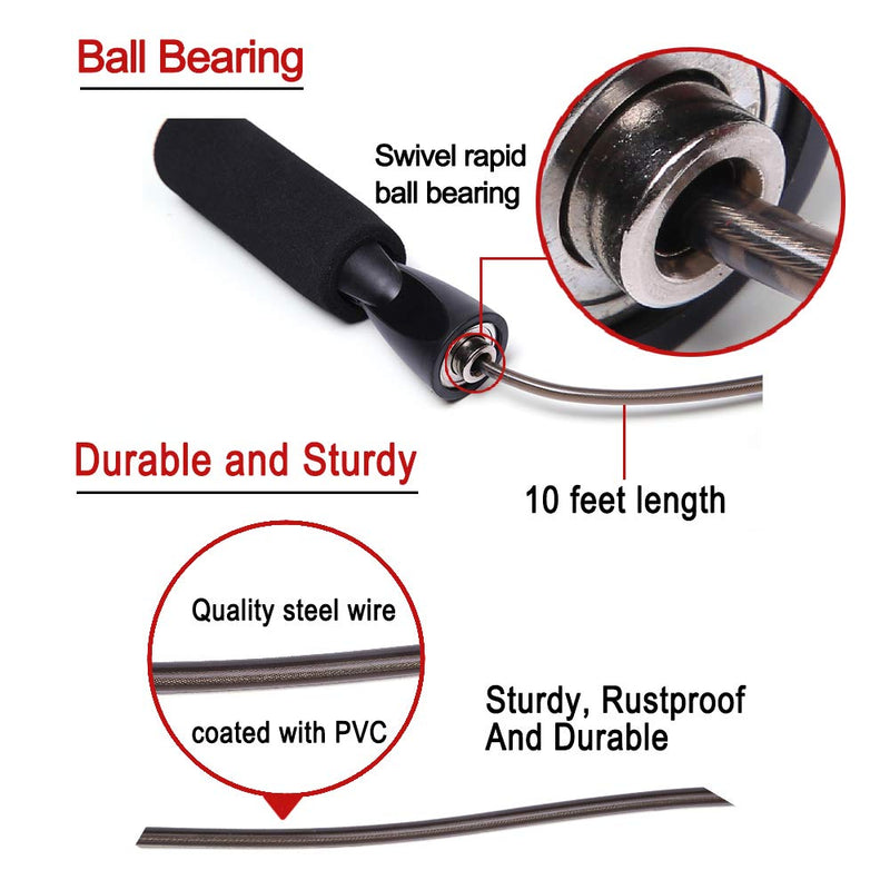 Skipping Rope Adjustable Speed Jump Rope with Memory Foam Handle and Ball Bearing Tangle-Free Exercise Rope for Fitness Exercise Workout Boxing - BeesActive Australia