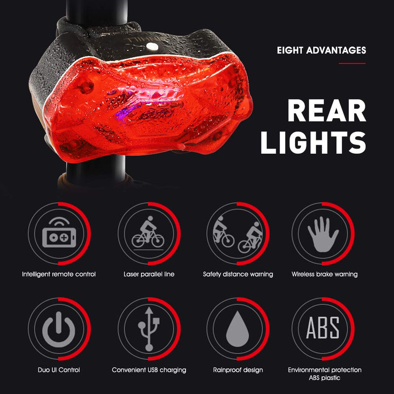 Multi-Function Bike Tail Light,JINHILL Rechargeable Waterproof LED Bike Tail Lights Wireless Bicycle Rear Light Accessories with Steering Signal, USB Charging, Remote Control red - BeesActive Australia
