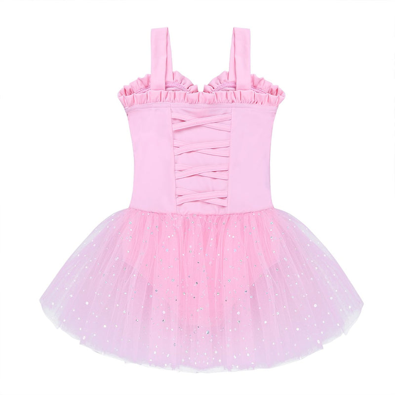 [AUSTRALIA] - iiniim Kids Girls Shimmering Ballet Dance Tutu Dress Shoulder Straps Gymnastic Leotard Fairy Dress up Costumes Pink 3 / 4 