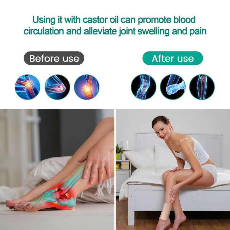 Castor Oil Pack Wrap for Knee Joint Pain, 2 Pack Flannel Castor Oil Strong Magic Stickers Knee Kit with for Body Inflammation, Reusable Organic Castor Oil Pack Wrap for Adult and Kids 2PACK Knee Mat - BeesActive Australia