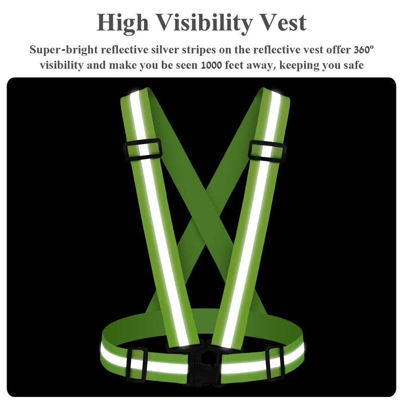Reflective Vest Straps, Adjustable Elastic Safety Vest Outdoor Reflective Belt High Visibility Ultralight & Comfy for Running Green+Purple - BeesActive Australia