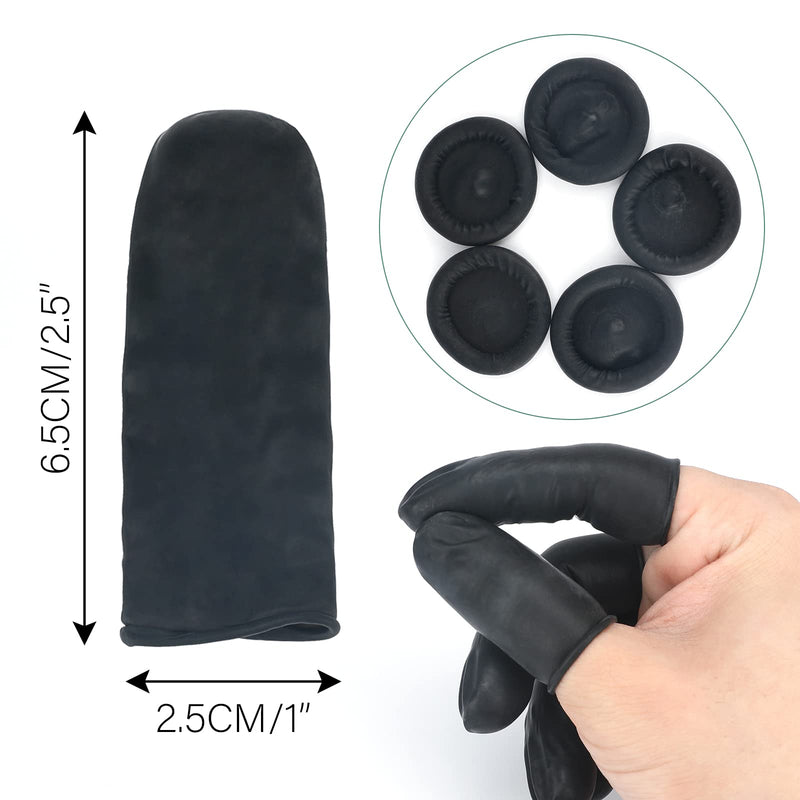 Black Finger Cot 200 PCS Latex Anti-Static Finger Covers Finger Tip Rubber Protect Keeping Dressing Dry and Clean Black - BeesActive Australia