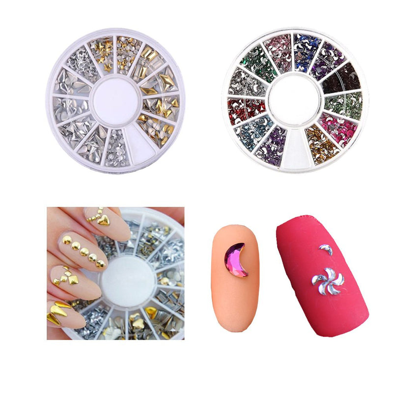 Nail Art Stamping Plate Kit Flower Geometric Image Stamping Template Stamper Scraper Rhinestones Decorations Mandala Dotting Pen Nai Striping Tape Manicure DIY Style B - BeesActive Australia