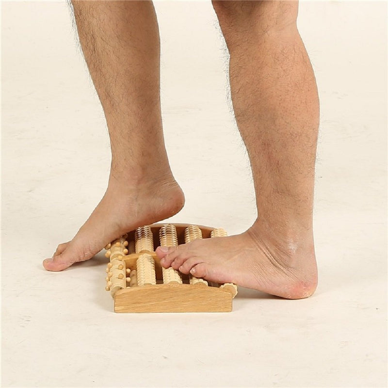 Willdo Dual Foot Massager Roller-Heal Foot Spur Arch Pain, Stress Relieve Plantar Fasciitis, Healthy Relax Wooden Tool Care Massage Brown1 - BeesActive Australia