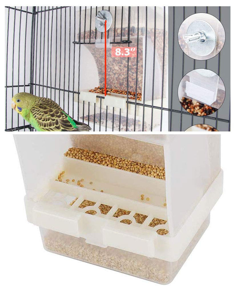 Parrot Automatic Feeder,No-Mess Bird Feeder,Cage Accessories for Budgerigar Canary Cockatiel Finch Parakeet Seed Food Container by Old Tjikko Screw-Fixed Bird Feeder - BeesActive Australia