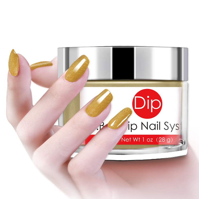 Gold Dip Acrylic Powder 1 oz/28g (Added Vitamin) I.B.N Dipping Powder Color, Light Weight and Firm, No Need UV LED Lamp Cured (DIP 059) - BeesActive Australia