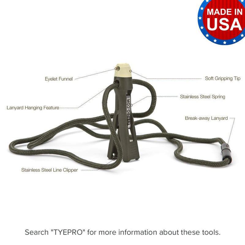 [AUSTRALIA] - TYEPRO Fly & Ice Knot Tying Fishing Tool with Soft Grip, Stainless Steel Line Cutting Clipper (FREE Breakaway Lanyard and O-ring Included, for additional clamping force)...All American-Made 