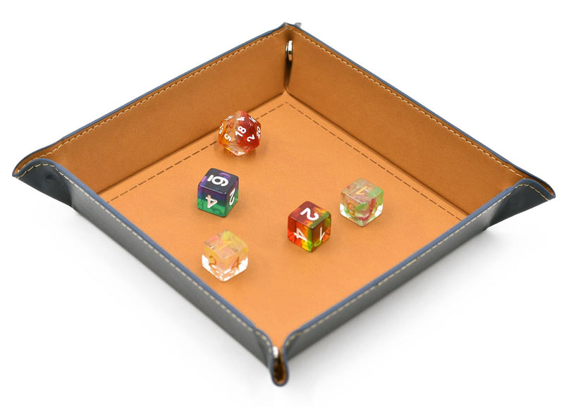 Dice Tray - Dice Rolling Tray Leather Collapsible Tray for Tabletop RPG D&D (DND) Pathfinder Role Playing Game Yellow - BeesActive Australia
