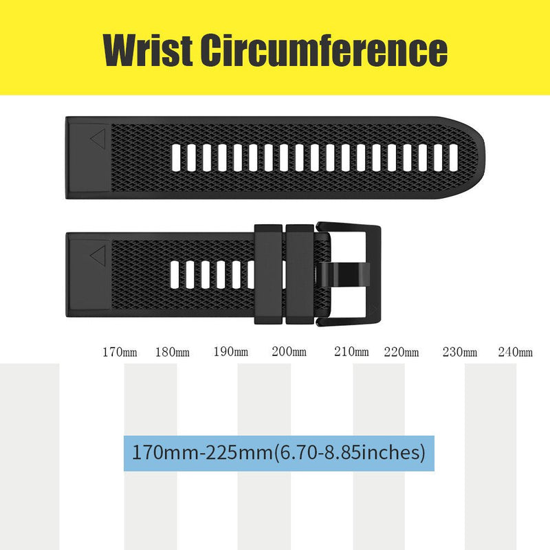 ANCOOL Compatible with Fenix 5 Band Easy Fit 22mm Width Soft Silicone Watch Bands Replacement for Approach S62/Quatix 6/Fenix 5 Plus/Fenix 6/Fenix 6 Pro/Fenix 7 Smartwatch (Black) Black - BeesActive Australia