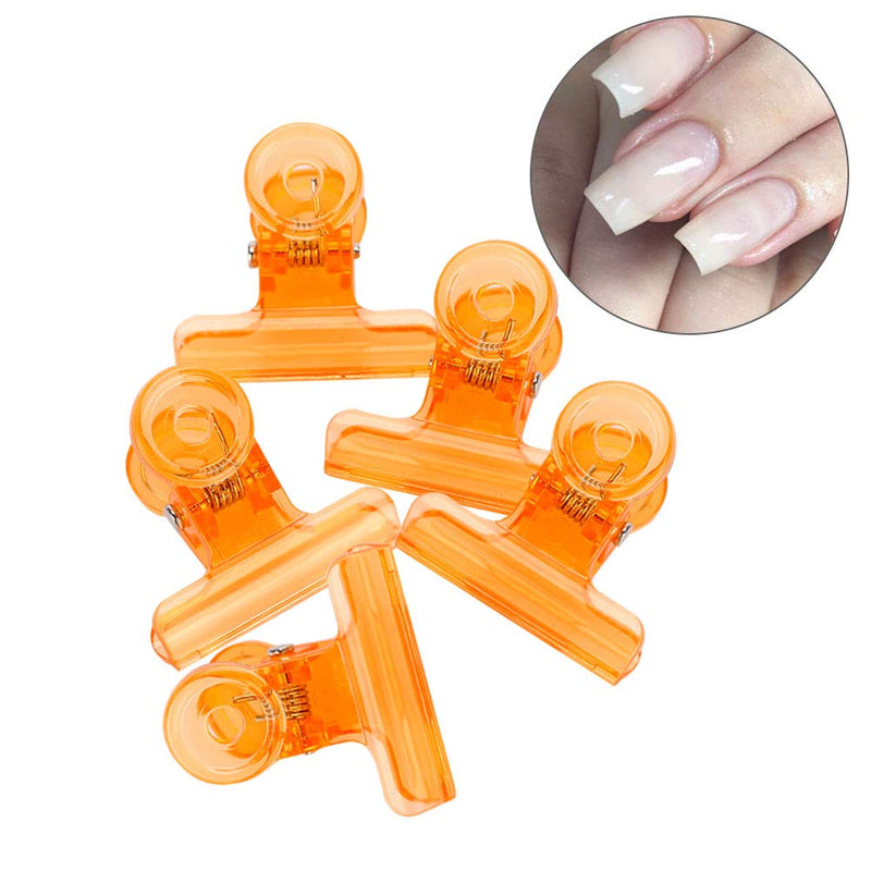 Nail Clips, 5pcs C Curve Nail Extension Clips Multi-functional Plastic Nail Art Accessories, Nail Fixing Tools Nail Tips Clip for DIY Manicur (Orange) - BeesActive Australia