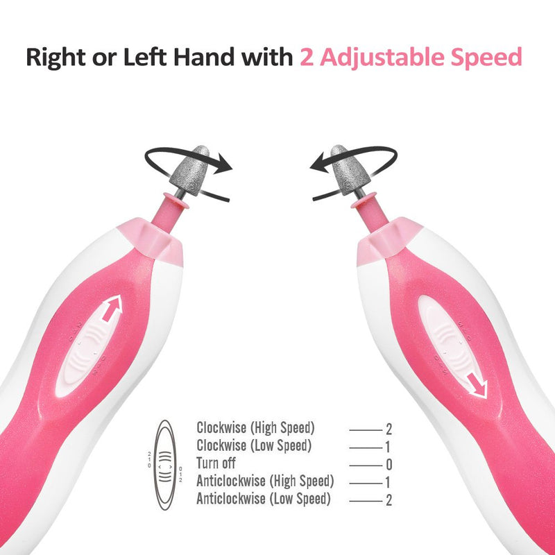 Electric Pedicure & Manicure Set Portable Shaper with 5-piece attachment for the care of hands and feet. Electric nail file for home use pink - BeesActive Australia