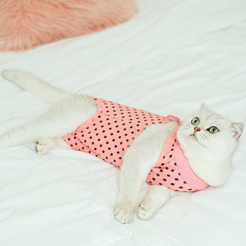 TORJOY Cat Professional Recovery Suit for Abdominal Wounds or Skin Diseases,After Surgery Wear Anti Licking Wounds,Breathable E-Collar Alternative for Cats and Dogs Medium Wave point - BeesActive Australia
