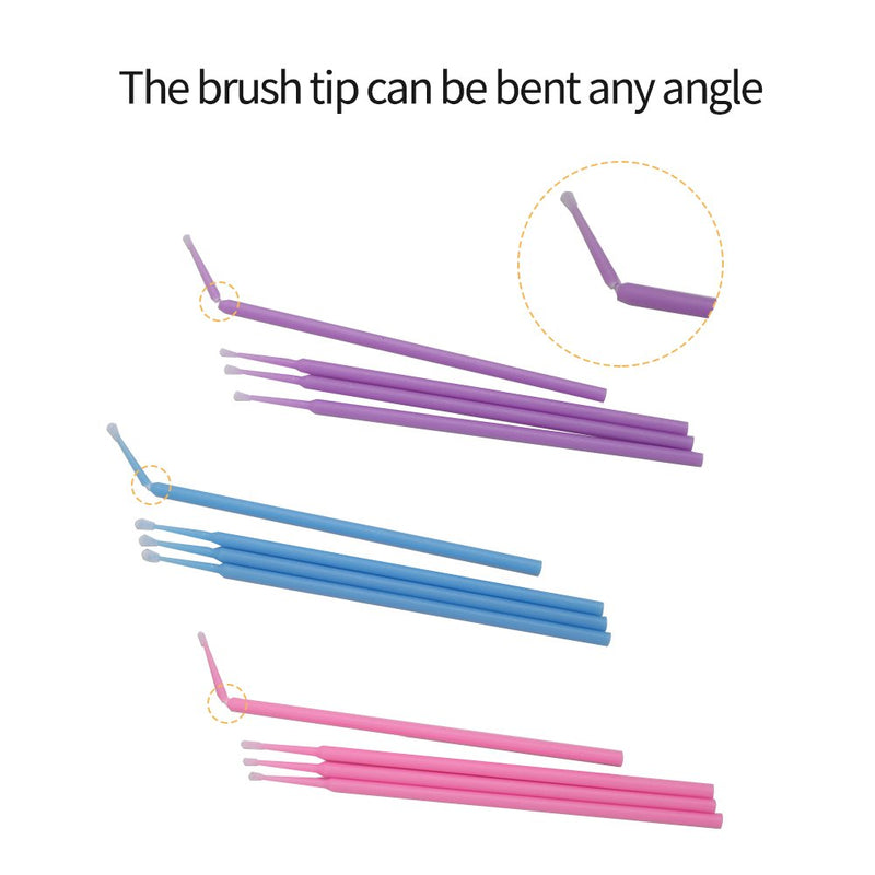 Shintop 300pcs Micro Applicator Brushes, Disposable Eyelash Extension Brushes for Makeup, Oral and Dental (Purple+Blue+Pink) - BeesActive Australia