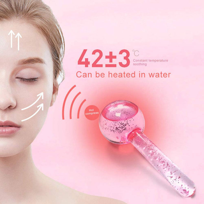 CIBLUTY Facial Ice beauty ball- 2PC Globes Pink Facial Roller for Cold or Hot Skin Massagers Globe Durable Quartz Glass for Face and Eye Rollers Reduce Puffiness - BeesActive Australia