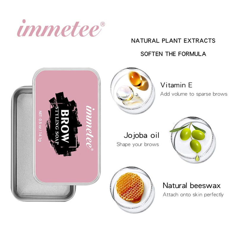 immetee 2 PCS Brows Soap Kit,Eyebrows Styling Wax,Brows Shaping Soap,Excellent Stereotypes,Long-lasting Eyebrow Enhancer Gel, 3D Feathery Brows Makeup Balm -10g/0.35oz (2 PCS) 2pcs - BeesActive Australia