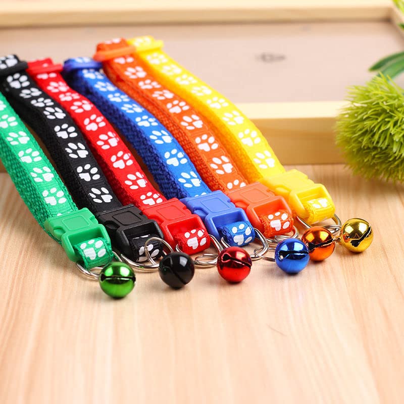 Flymind Puppy Collars, 19Pcs Whelping Puppy ID Collars with Bell Adjustable 19-32cm, Soft Nylon Litter Identification Dog Collars for Newborn Pets footprint Non breakaway - BeesActive Australia