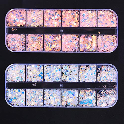 GOTONE 4 Boxes Nail Sequins, Ultra-Thin Iridescent Mermaid Flakes Star Paillette 3D Nail Art Manicure Make Up DIY Decoration for Face Body Cellphone Case Style1 - BeesActive Australia