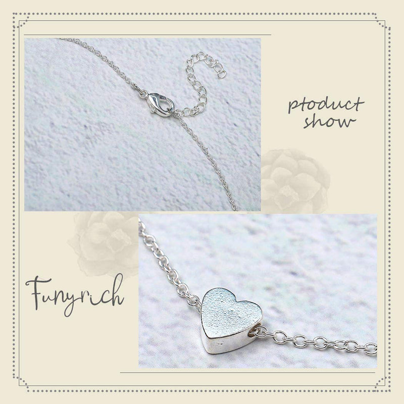 Funyrich Simple Heart Necklaces Chain Pendant Necklace Chain Necklaces Jewelry for Women and Girls (Silver) Silver - BeesActive Australia