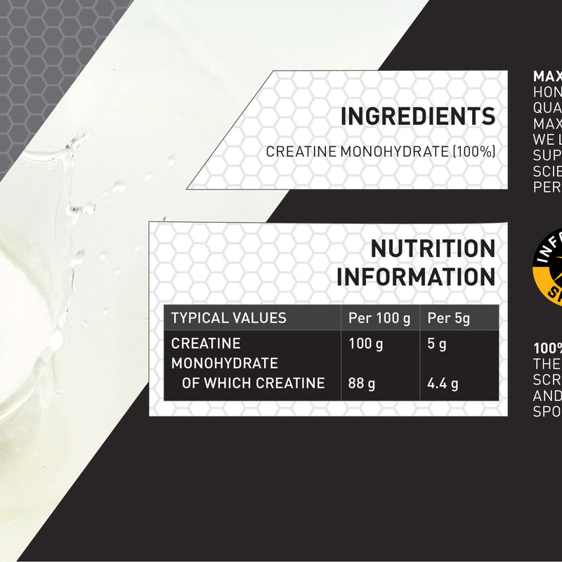 Maximuscle Creatine | Performance Boosting Creatine Monohydrate Powder | Unflavoured, 300g - 60 Servings - BeesActive Australia