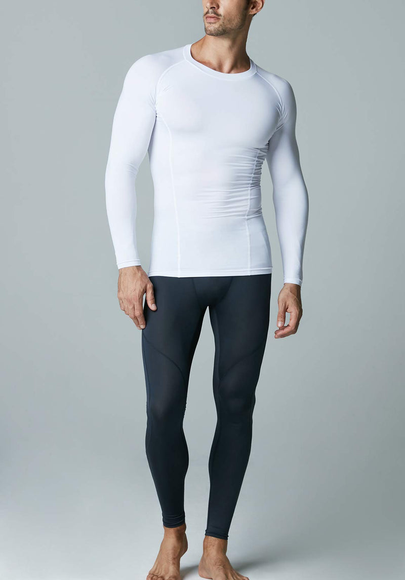 ATHLIO 1 or 3 Pack Men's UPF 50+ Long Sleeve Compression Shirts, Water Sports Rash Guard Base Layer, Athletic Workout Shirt 3pack White/ White/ White Medium - BeesActive Australia