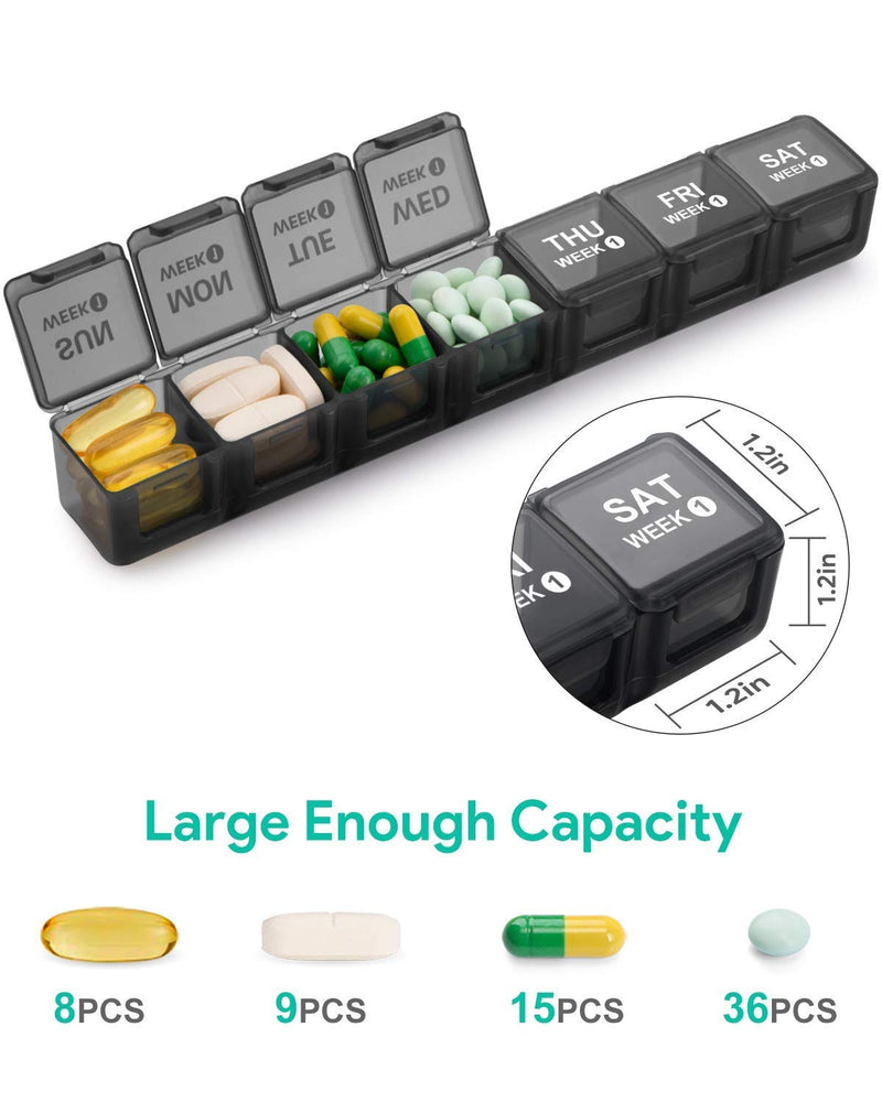 Annwer Large Monthly Pill Box Organiser, 28 Day Pill Organiser by Week, Month Tablet Box Organiser with Dust-Proof Case for Travel, 4 Week Dosette Box for Pills, Vitamin, Fish Oil and Supplement Black - BeesActive Australia