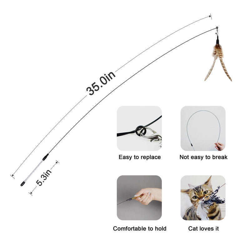 TTCAT Cat Wand Toys,Flexible Steel Wire and Cat Feather Toys Cat Teaser Toy Refills, Interactive Cat Toy Wand Kitten Toys for Indoor Cats to Play Chase Exercise Classic Feather Toys（4 refills） - BeesActive Australia