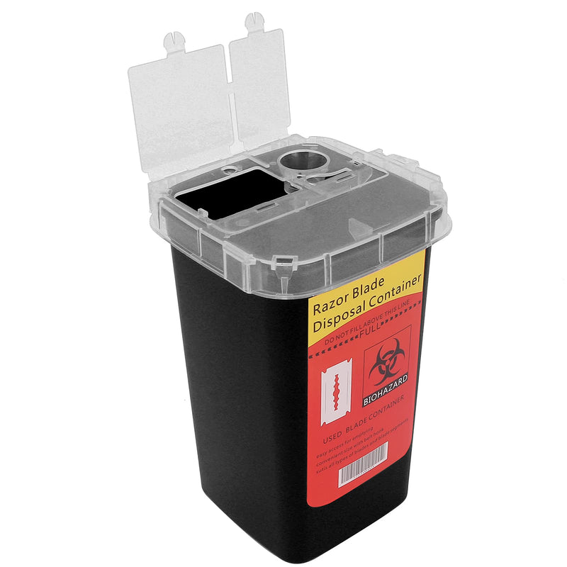 Razors Blades Disposal Case,Plastic Large Capacity Trash Storage Box Portable Sharps Container for Home(Black) Black - BeesActive Australia