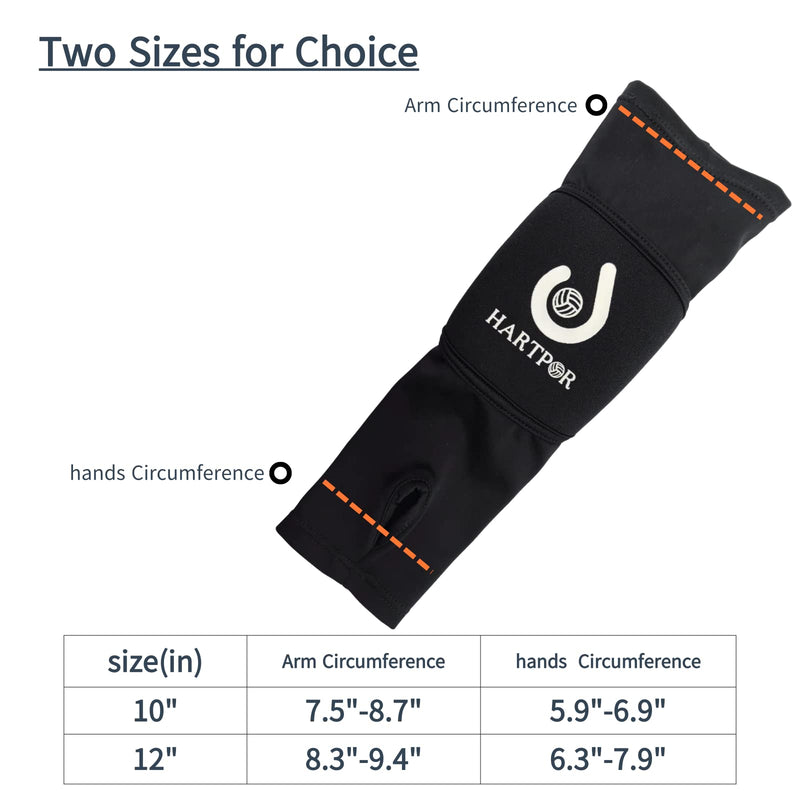 HARTPOR Volleyball Arm Sleeves Passing Forearm Sleeves with Protection Pad and Thumb Hole for Protect Arms from Sting 1 Pair Black 10" - BeesActive Australia