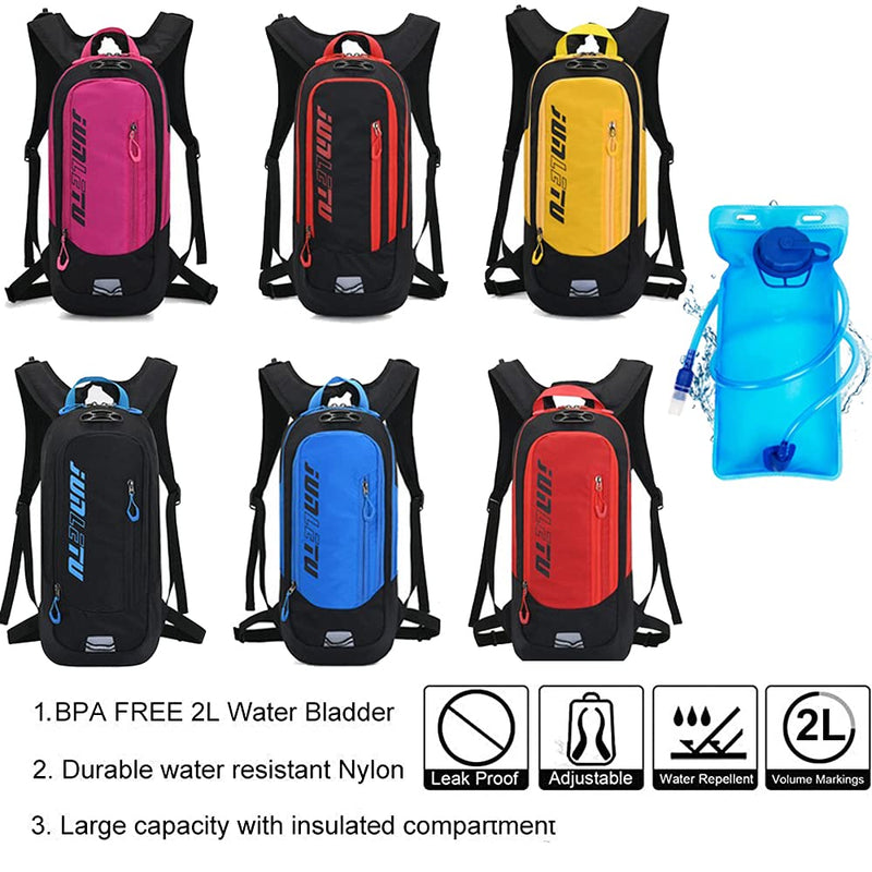 Clape Hydration Backpack with 2L Water Bladder, Small Mountain Bike Backpack Nylon Water Pack Lightweight Bicycle Daypack for Running, Hiking, Cycling, Camping OT04-Yellow - BeesActive Australia