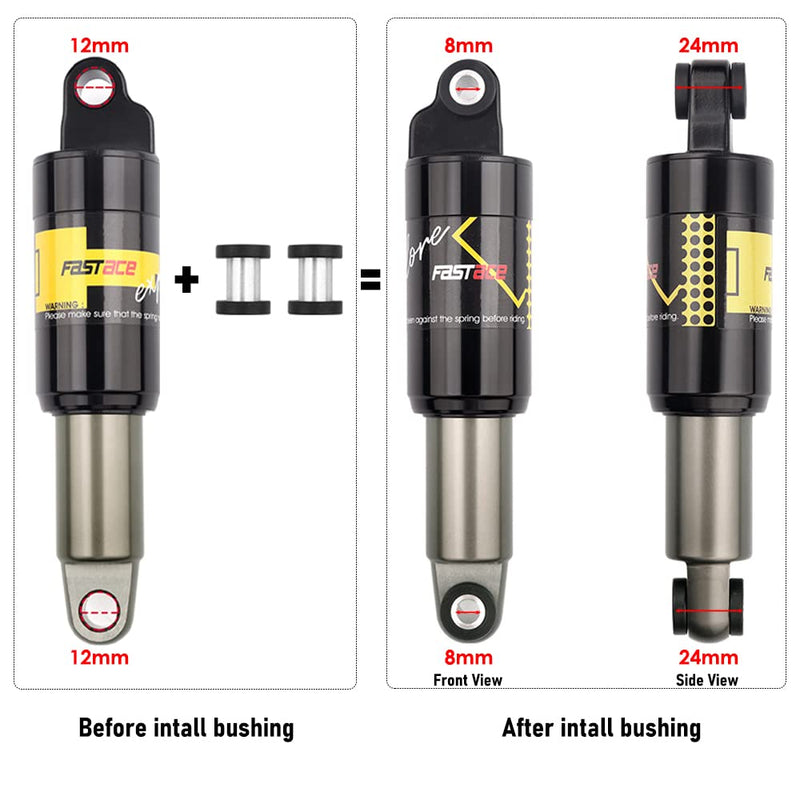 JFOYH MTB Rear Shocks Bicycle Coil Spring Shock Absorber For MTB/E-Bike/Snow Bike/Scooter, 125mm/150mm/165mm/185mm x 650LBS - 125mm x 19mm Eye to Eye 125mm, 650lbs - BeesActive Australia