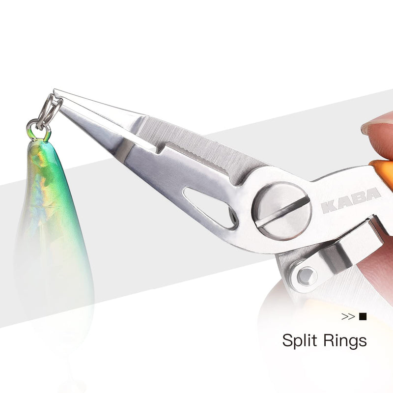 Kaba Fishing Pliers Saltwater, 5 inch Stainless Steel Split Ring Pliers, Portable Fish Control Pliers, Fishing Scissors Line Cutters Hook Removers Crimping Tool - BeesActive Australia