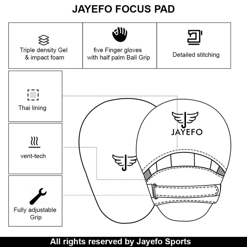 [AUSTRALIA] - Jayefo Glorious Punch Mitts Speed Focus Bags Mitts Punching MMA Muay Thai Boxing Pads Target Curved Gloves Training Hand Target for Kids, Youth, Men & Women Kickboxing – 2 Years Warranty. BLACK 