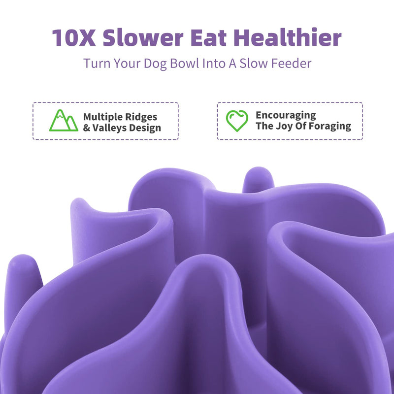 Jaoul Slow Feeder Dog Bowls Insert, Puzzle Slow Feeder with Octopus Suction Cups for Small Medium Large Size Dog Bowls Large(5.5inch) Purple - BeesActive Australia