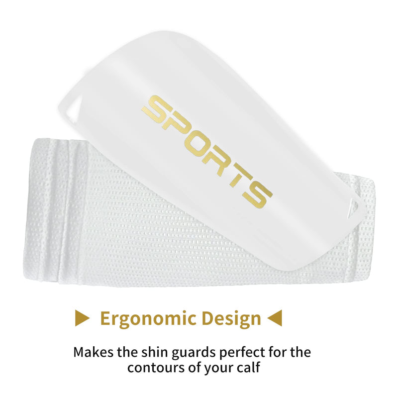 AIMISICAR Kids Youth Soccer Shin Guards, Shin Pads and Shin Guard Sleeves for 3-15 Years Old Boys and Girls for Football Games, EVA Cushion Protection Reduce Shocks and Injuries White Medium - BeesActive Australia